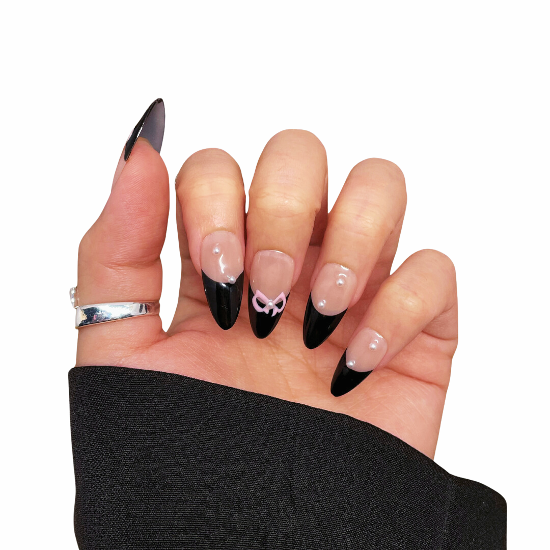 French style with pearl press on nails