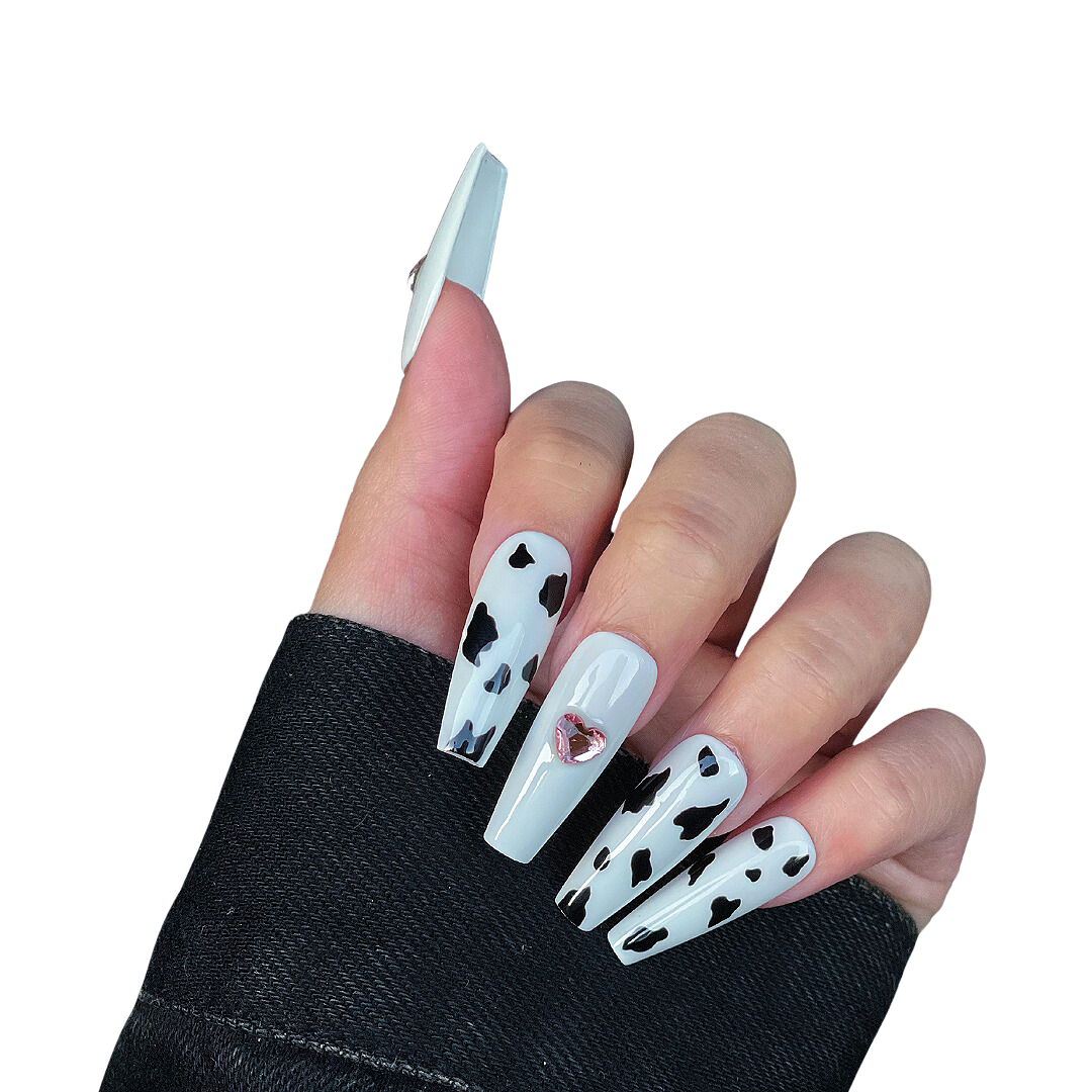 cow print press on nails