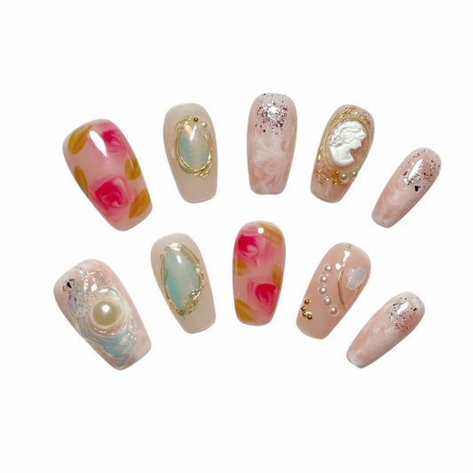 vintage cameo press on nails